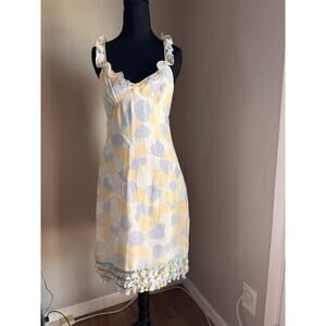 Tocca 100% Silk Dress Ruffle Accents Cute Wedding/event Cottagecore Summer Sz 4